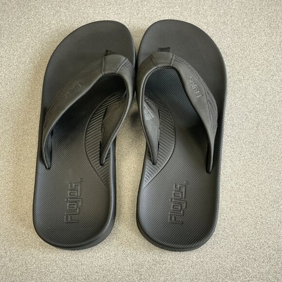Flojos Men's Size 9M Black Flip Flops Thong Sandals - Picture 1 of 6